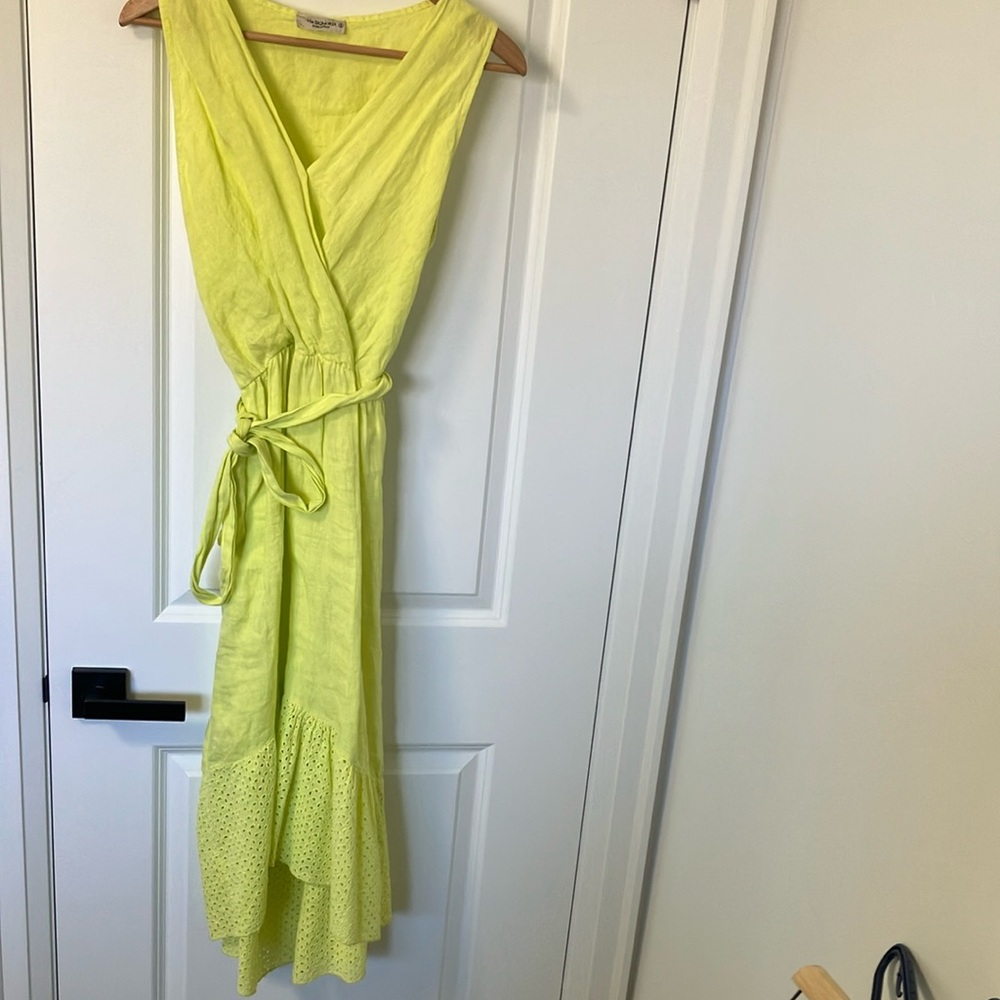 High-Low Wrap Dress in Lemon Lime
